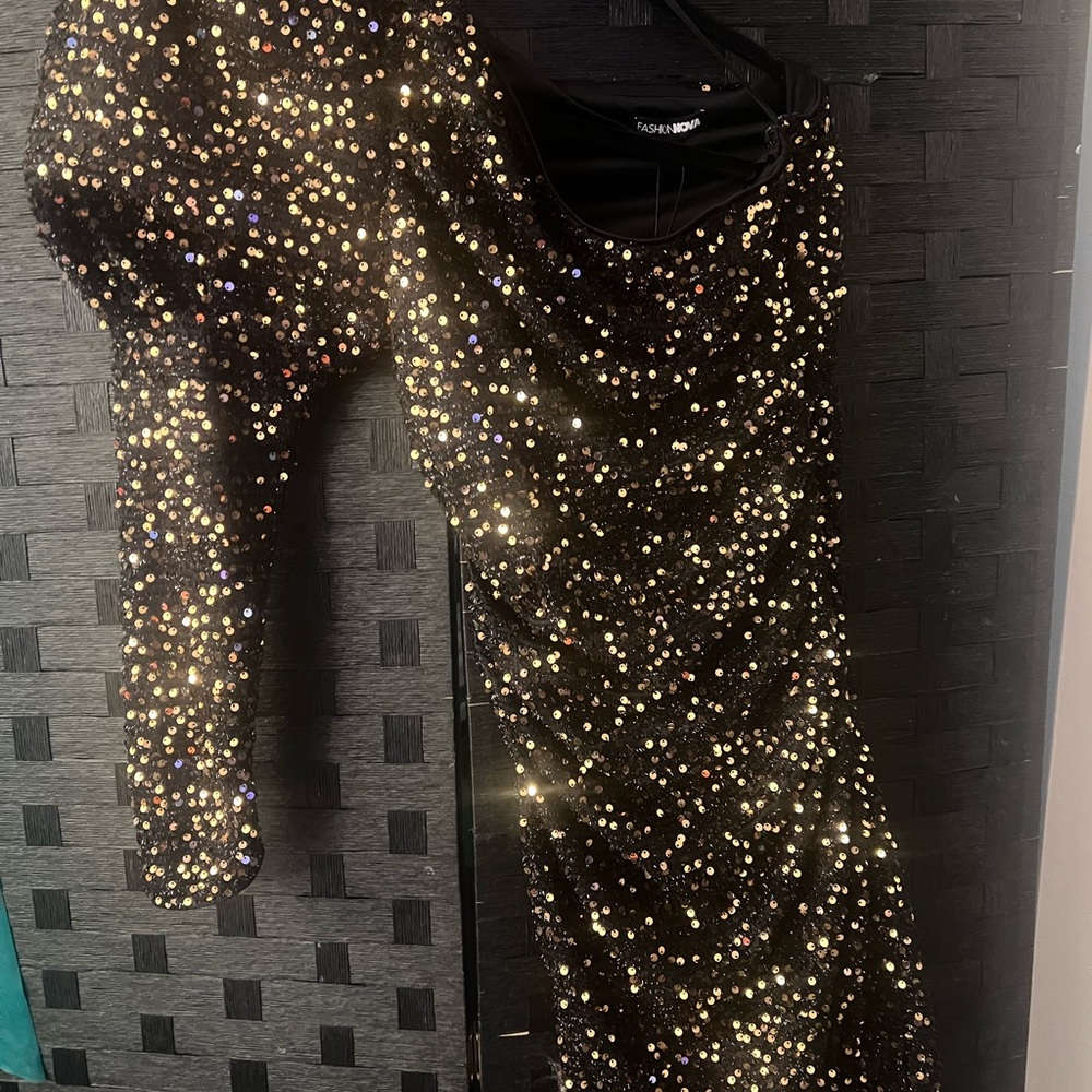 Sequin One-Shoulder Dress